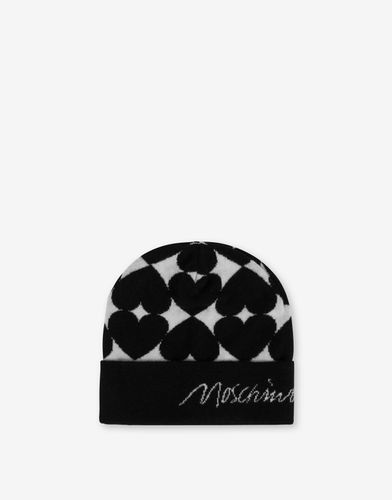 Knit Hat Allover Hearts - Moschino - Modalova