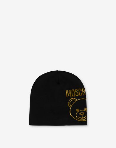 Knit Hat Rhinestone Teddy Bear - Moschino - Modalova