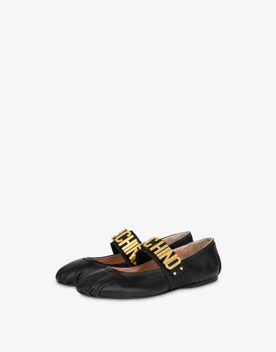 Nappa Leather Ballerinas Maxi Lettering - Moschino - Modalova