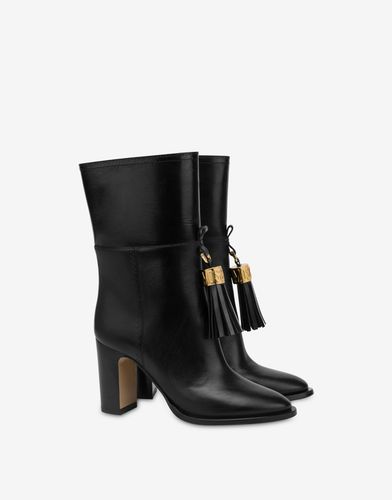 Metal Tassel Calfskin Ankle Boots - Moschino - Modalova