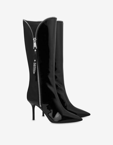 Patent Leather Boots Moschino Zip - Moschino - Modalova