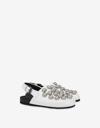 Rubberised Calfskin Mules With Studs - Moschino - Modalova