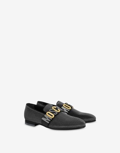 Shiny Calfskin Loafers Lettering Mix - Moschino - Modalova