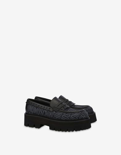 Denim Loafers Allover Logo - Moschino - Modalova