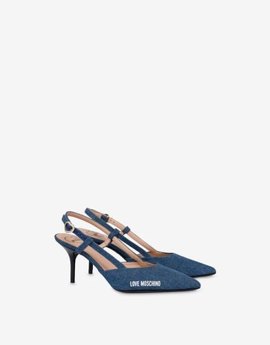 Denim Rubber Logo Slingback - Love Moschino - Modalova