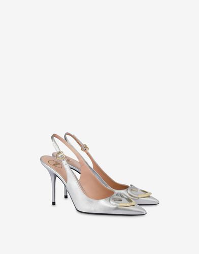 Laminated Nappa Slingback Heart Plaque - Love Moschino - Modalova