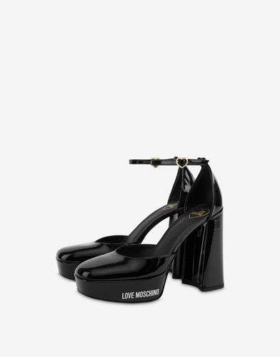 Rubber Logo Patent Leather Sandals - Love Moschino - Modalova