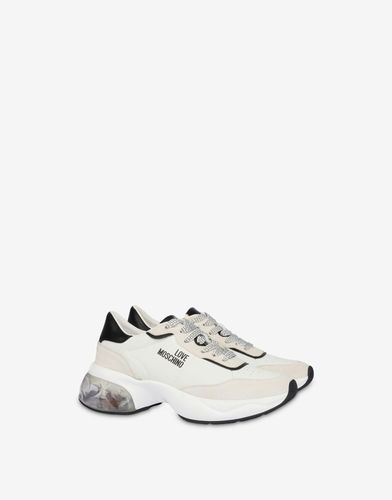 Calfskin And Suede Sneakers Crystal Love - Love Moschino - Modalova