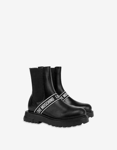 Calfskin Chelsea Boots Logo Band - Love Moschino - Modalova