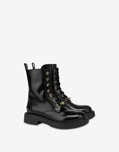 Abrasive Calfskin Combat Boots City Love - Love Moschino - Modalova