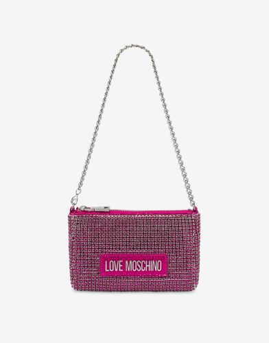 Mini Bag With Zip And Rhinestones - Love Moschino - Modalova