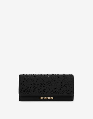 Satin Clutch With Rhinestones - Love Moschino - Modalova