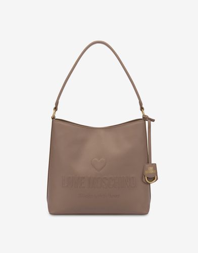 Love Embossed Calfskin Hobo Bag - Love Moschino - Modalova