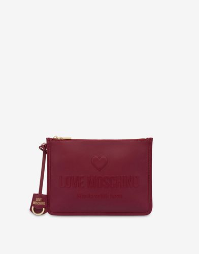 Love Embossed Calfskin Clutch - Love Moschino - Modalova