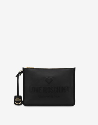 Love Embossed Calfskin Clutch - Love Moschino - Modalova