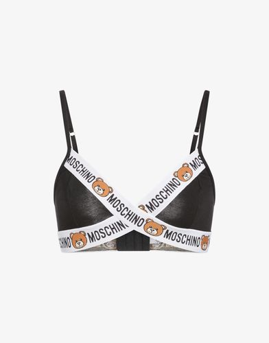 Triangle Cotton Bra With Teddy Bear - Moschino - Modalova