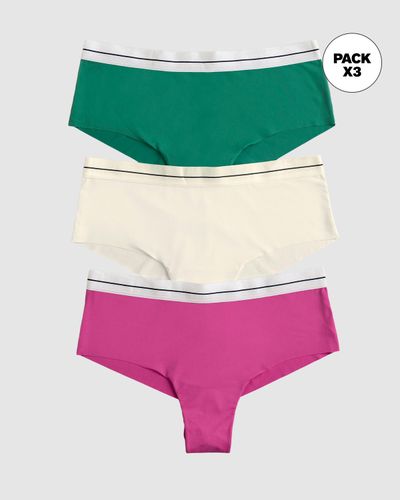 Pack Contrast Waistband Soft Cheeky Panties - Leonisa - Modalova