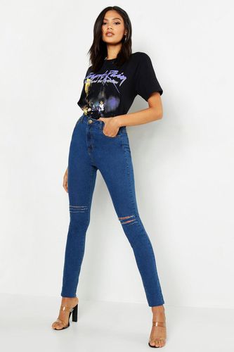 Womens Tall Basic High Waist Distressed Skinny Jean 35" Leg - - 10 - boohoo - Modalova