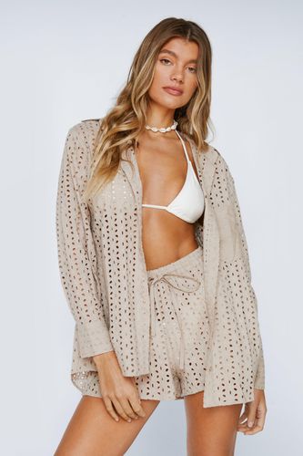 Womens Broderie Oversized Boyfriend Cover Up Shirt - - 10 - Nasty Gal - Modalova