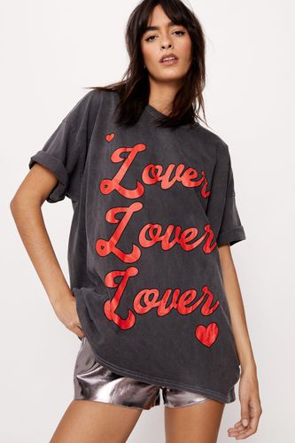 Womens Lover Graphic Washed Oversized T-shirt - - S - Nasty Gal - Modalova