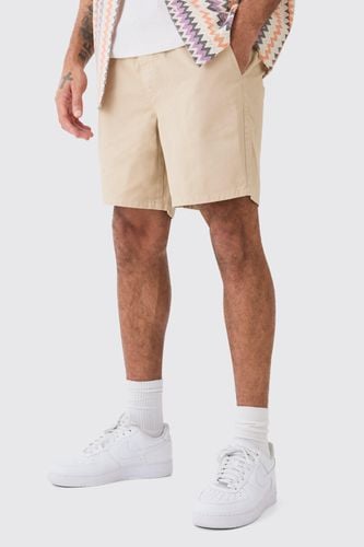Shorter Length Relaxed Fit Elasticated Waist Chino Shorts in Stone - - XL - boohooMAN - Modalova