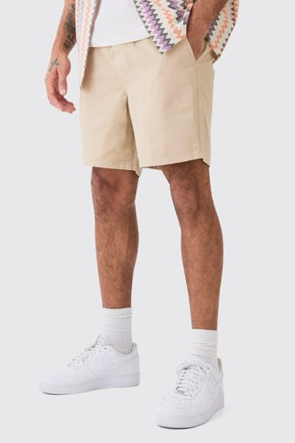 Shorter Length Relaxed Fit Elasticated Waist Chino Shorts in Stone - - XS - boohooMAN - Modalova