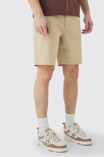 Tall Fixed Waist Slim Fit Chino Shorts In Stone - - 32 - boohooMAN - Modalova