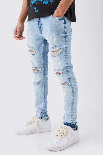 Skinny Stretch Paint Splatter Ripped Jeans - - 32R - boohooMAN - Modalova