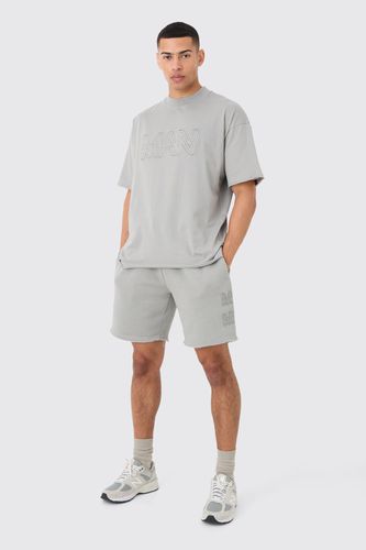 Boxy Man Distressed T-Shirt & Shorts Set - - L - boohooMAN - Modalova