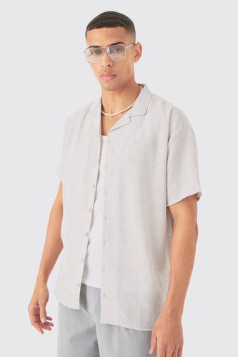 Oversized Linen Look Revere Shirt - - L - boohooMAN - Modalova