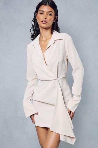 Womens Textured Drape Detail Split Sleeve Shirt Dress - - 12 - MISSPAP - Modalova