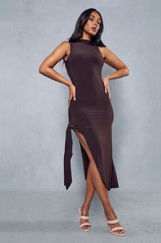 Womens Double Layer Slinky Backless Cut Out Midi Dress - - 12 - MISSPAP - Modalova