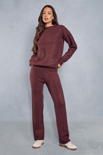 Womens Knitted Oversized Jumper & Ribbed Trouser Co-ord - - M - MISSPAP - Modalova