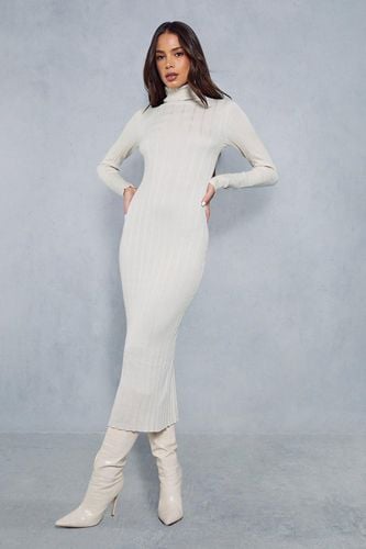 Womens Knitted Ribbed High Neck Maxi Dress - - M - MISSPAP - Modalova