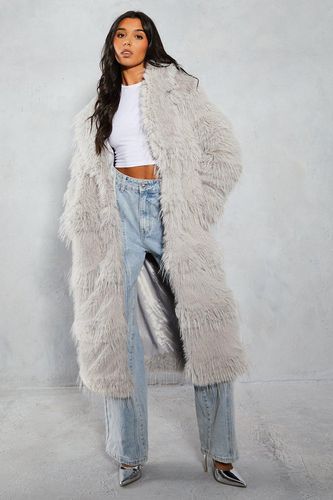 Womens Premium Faux Fur Panelled Maxi Coat - - 10 - MISSPAP - Modalova