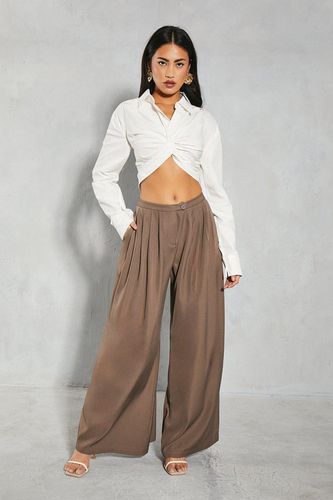 Womens Tailored Mid Rise Oversized Wide Leg Trousers - - 10 - MISSPAP - Modalova