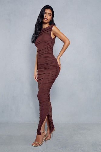 Womens Premium Mesh Ruched Sleeveless Maxi Dress - - 10 - MISSPAP - Modalova