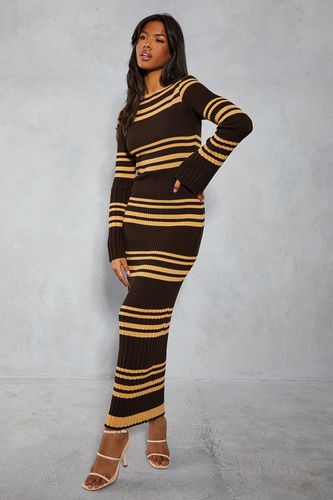 Womens Knitted Ribbed Stripe Maxi Dress - - S - MISSPAP - Modalova