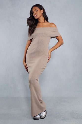 Womens Premium Soft Knit Folded Bardot Maxi Dress - - L - MISSPAP - Modalova