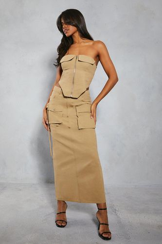 Womens Textured Pocket Utility Maxi Skirt - - 12 - MISSPAP - Modalova