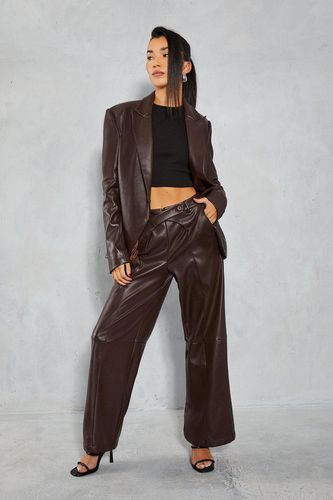 Womens Leather Look Cross Front Waist Detail Trouser - - 10 - MISSPAP - Modalova