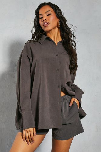 Womens Linen Look Oversized Open Back Shirt - - 16 - MISSPAP - Modalova