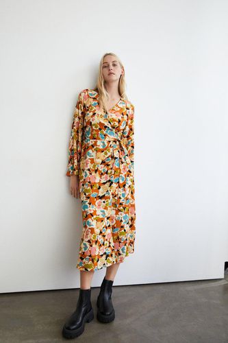 Womens Floral Wrap Front Belted Midi Dress - - 10 - Warehouse - Modalova