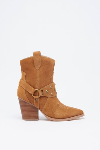 Womens Suede Harness Detail Ankle Cowboy Boot - - 3 - Warehouse - Modalova