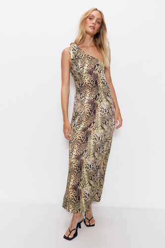Womens Premium Satin Snake Print One Shoulder Maxi Dress - - 10 - Warehouse - Modalova