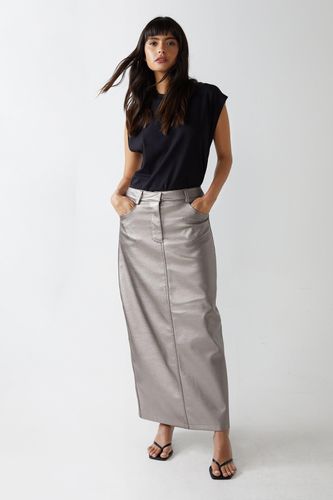 Womens Premium Faux Leather Metallic Maxi Skirt - - 10 - Warehouse - Modalova