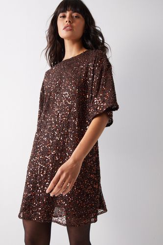 Womens Cluster Embellished Slouch Tee Shirt Dress - - 10 - Warehouse - Modalova