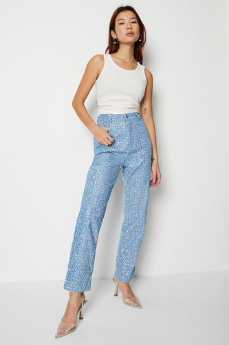 Womens Sequin Straight Leg Jeans - - 16 - Warehouse - Modalova