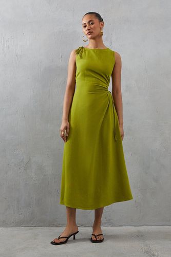 Womens Linen Cut Out Sleeveless Midi Dress - - 14 - Warehouse - Modalova