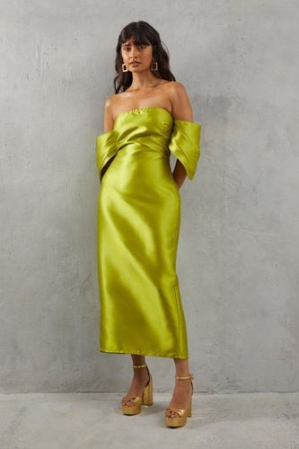 Womens Structured Puff Sleeve Bardot Midi Dress - - 14 - Warehouse - Modalova